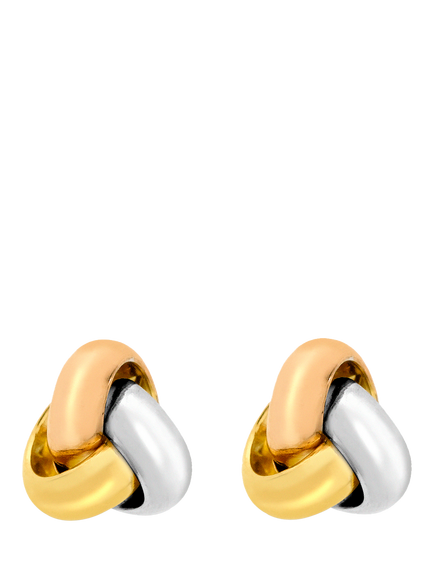 IBB 18ct Gold Tri-Colour Triple Knot Stud Earrings, Multi, Multi