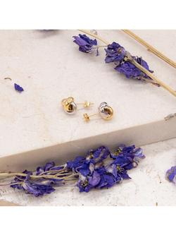 IBB 18ct Gold Tri-Colour Triple Knot Stud Earrings, Multi - view 2, Multi