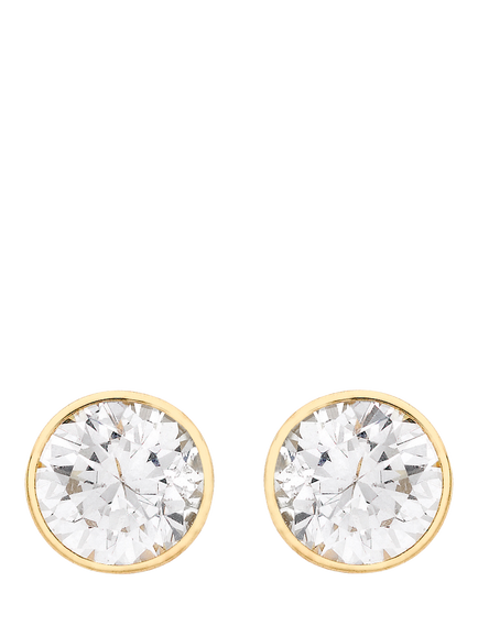 IBB 18ct Gold Cubic Zirconia Round Stud Earrings, Gold, Gold