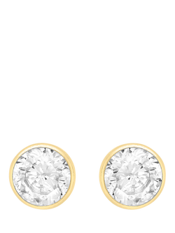 IBB 18ct Gold Cubic Zirconia Round Stud Earrings, Gold, Gold
