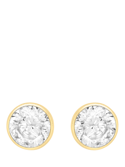 IBB 18ct Gold Cubic Zirconia Round Stud Earrings, Gold, Gold
