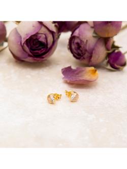 IBB 18ct Gold Cubic Zirconia Round Stud Earrings, Gold - view 2, Gold