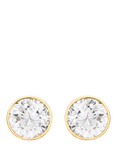 IBB 18ct Gold Cubic Zirconia Round Stud Earrings, Gold