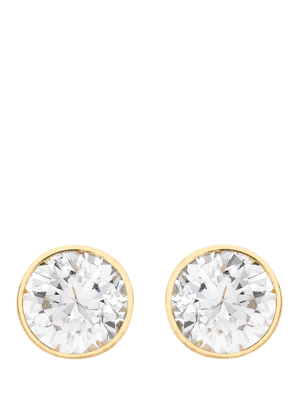IBB 18ct Gold Cubic Zirconia Round Stud Earrings, Gold, Gold