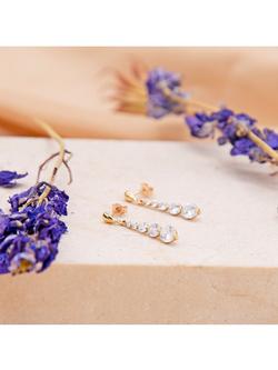 IBB 18ct Gold Cubic Zirconia 5 Graduated Drop Earrings, Gold - view 2, Gold