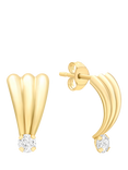 IBB 18ct Gold Cubic Zirconia Fan Earrings, Gold