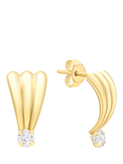 IBB 18ct Gold Cubic Zirconia Fan Earrings, Gold, Gold