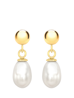 IBB 18ct Gold Freshwater Pearl Drop Earrings, Gold, Gold