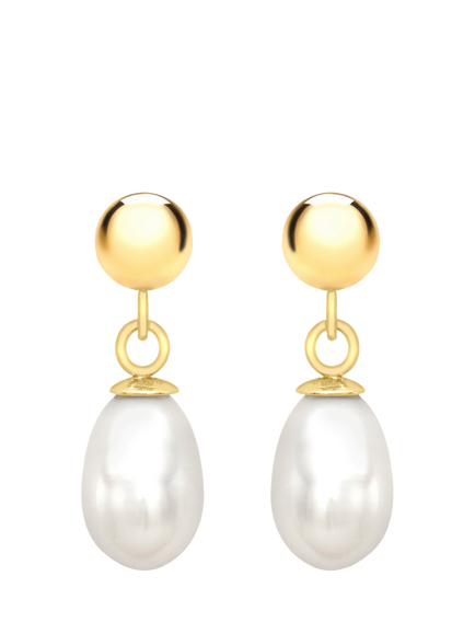 IBB 18ct Gold Freshwater Pearl Drop Earrings, Gold, Gold