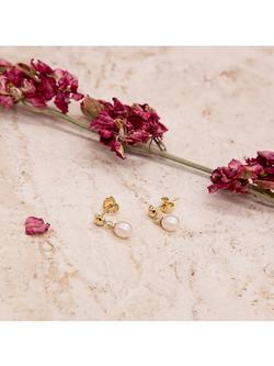 IBB 18ct Gold Freshwater Pearl Drop Earrings, Gold - view 2, Gold