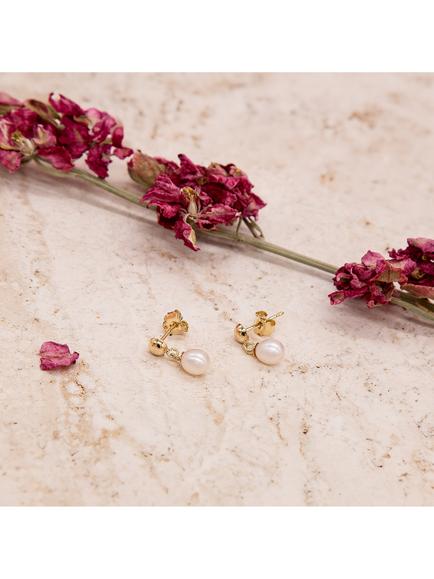 IBB 18ct Gold Freshwater Pearl Drop Earrings, Gold - view 2, Gold