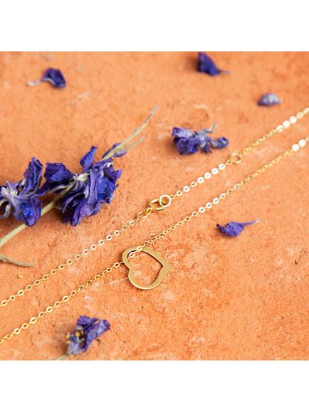 IBB 9ct Gold Open Floating Heart Pendant Necklace, Gold - view 2, Gold