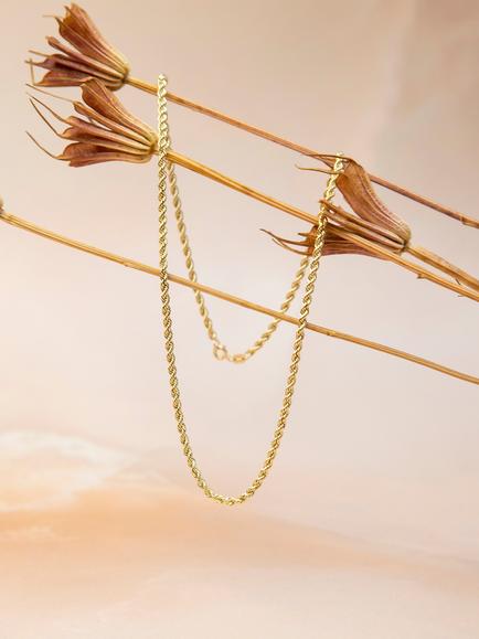 IBB 9ct Gold Rope Chain Necklace, Gold - view 2, Gold