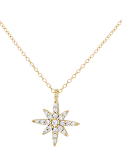 IBB 9ct Gold Cubic Zirconia North Star Necklace, Gold, Gold