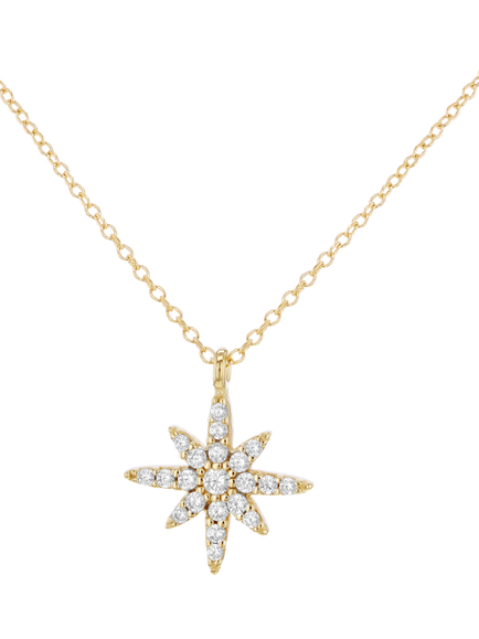 IBB 9ct Gold Cubic Zirconia North Star Necklace, Gold, Gold