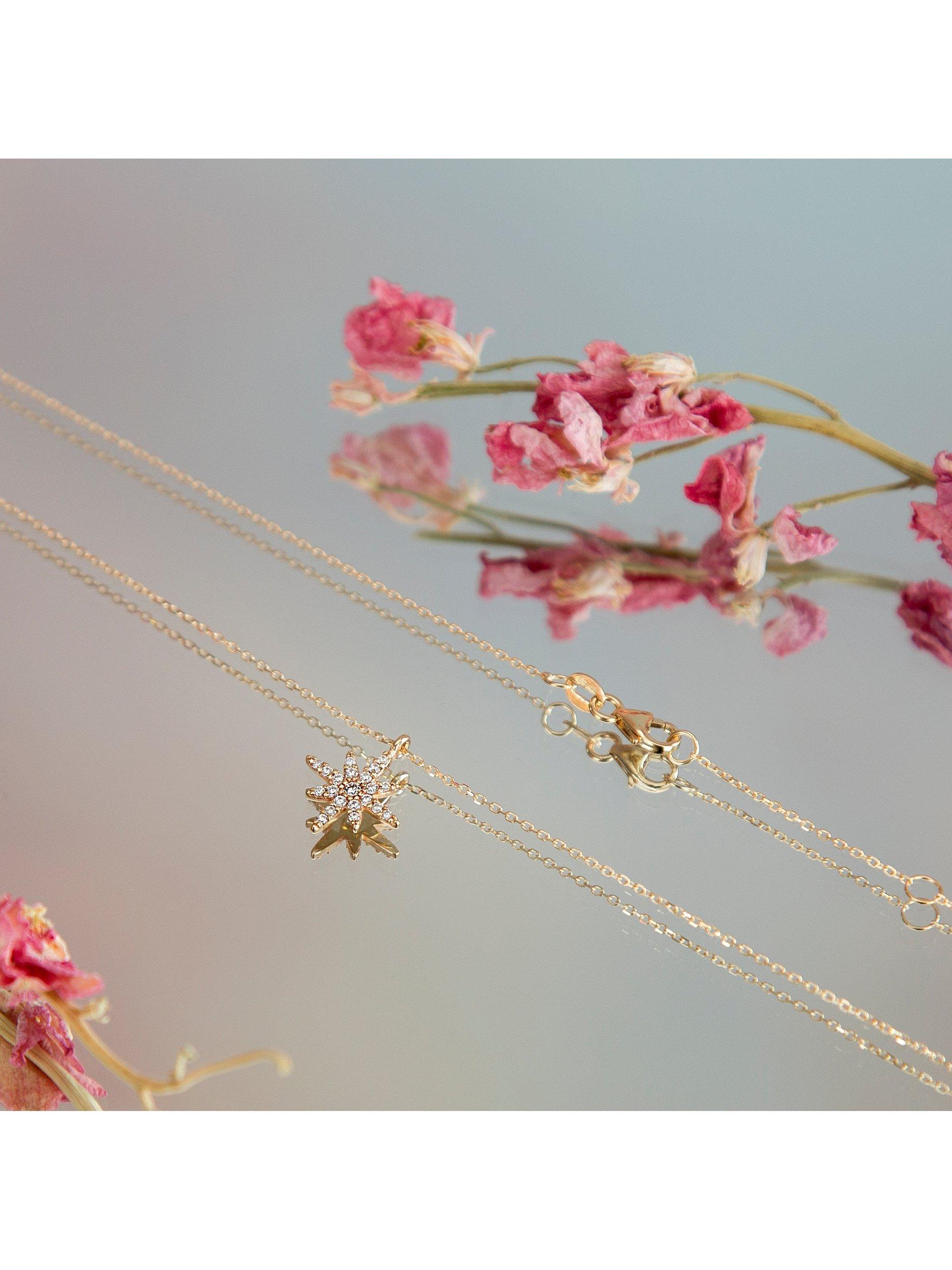 Product image 3 of 5, which shows IBB 9ct Gold Cubic Zirconia North Star Necklace, Gold