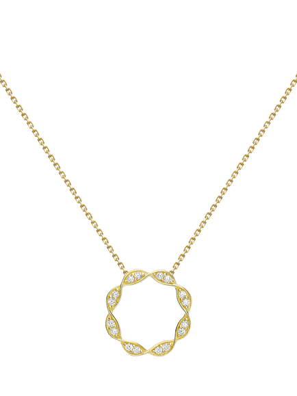 IBB 9ct Gold Cubic Zirconia Twist Circle Trace Chain Necklace, Gold, Gold