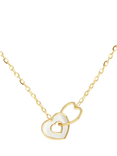 IBB 9ct Gold Mother of Pearl Interlocked Heart Necklace, Gold