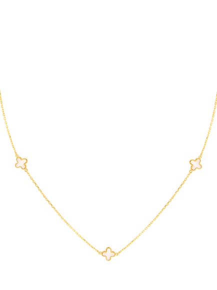 IBB 9ct Gold Mother of Pearl Clover Petal Necklace, Gold, Gold