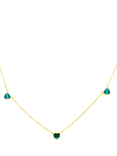 IBB 9ct Gold Malachite Heart Petal Chain Necklace, Gold