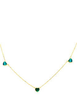 IBB 9ct Gold Malachite Heart Petal Chain Necklace, Gold, Gold
