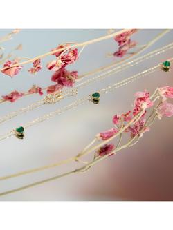 IBB 9ct Gold Malachite Heart Petal Chain Necklace, Gold - view 2, Gold