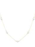 IBB 9ct Gold Pearl Station Chain Necklace, Gold