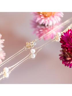 IBB 9ct Gold Pearl Station Chain Necklace, Gold - view 2, Gold