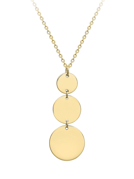IBB 9ct Gold Triple Disc Pendant Necklace, Gold, Gold