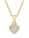 IBB 9ct Gold Cubic Zirconia Heart Pendant Necklace, Gold