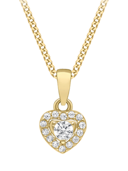 IBB 9ct Gold Cubic Zirconia Heart Pendant Necklace, Gold, Gold