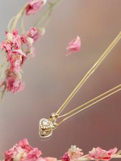 IBB 9ct Gold Cubic Zirconia Heart Pendant Necklace, Gold - view 2, Gold