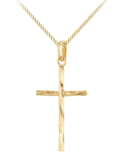 IBB 9ct Gold Cross Pendant Necklace, Gold, Gold