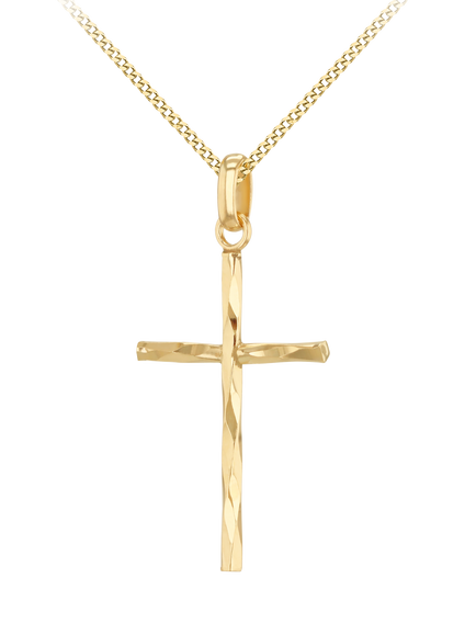 IBB 9ct Gold Cross Pendant Necklace, Gold, Gold