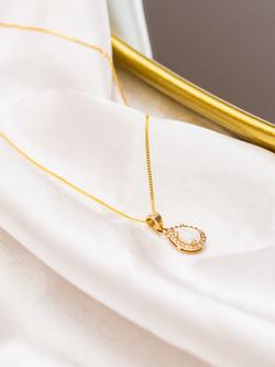 IBB 9ct Gold Cubic Zirconia Opal Teardrop Pendant Necklace, Gold - view 2, Gold