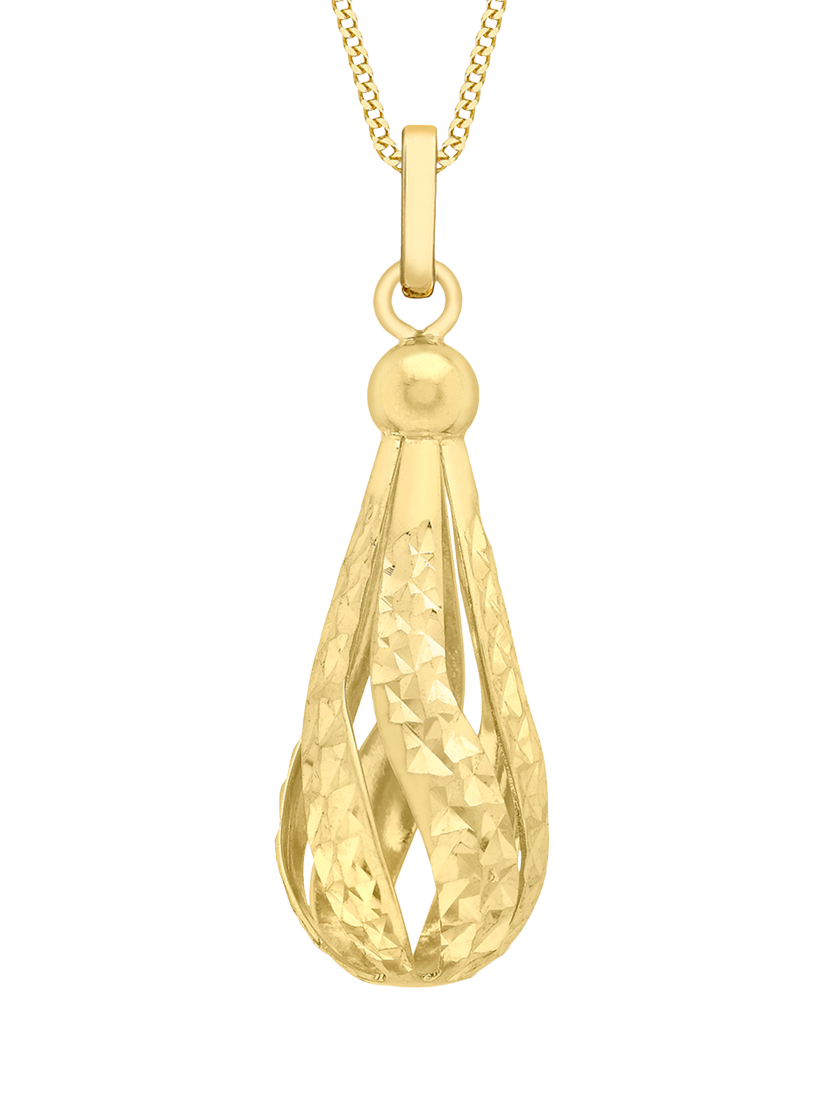Product image 1 of 5, which shows IBB 9ct Gold Pear Teardrop Pendant Necklace, Gold