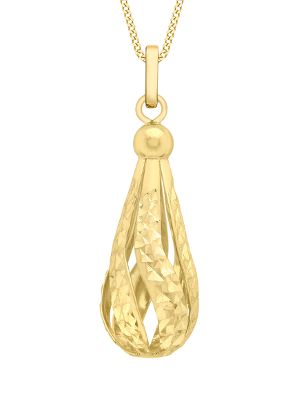IBB 9ct Gold Pear Teardrop Pendant Necklace, Gold, Gold