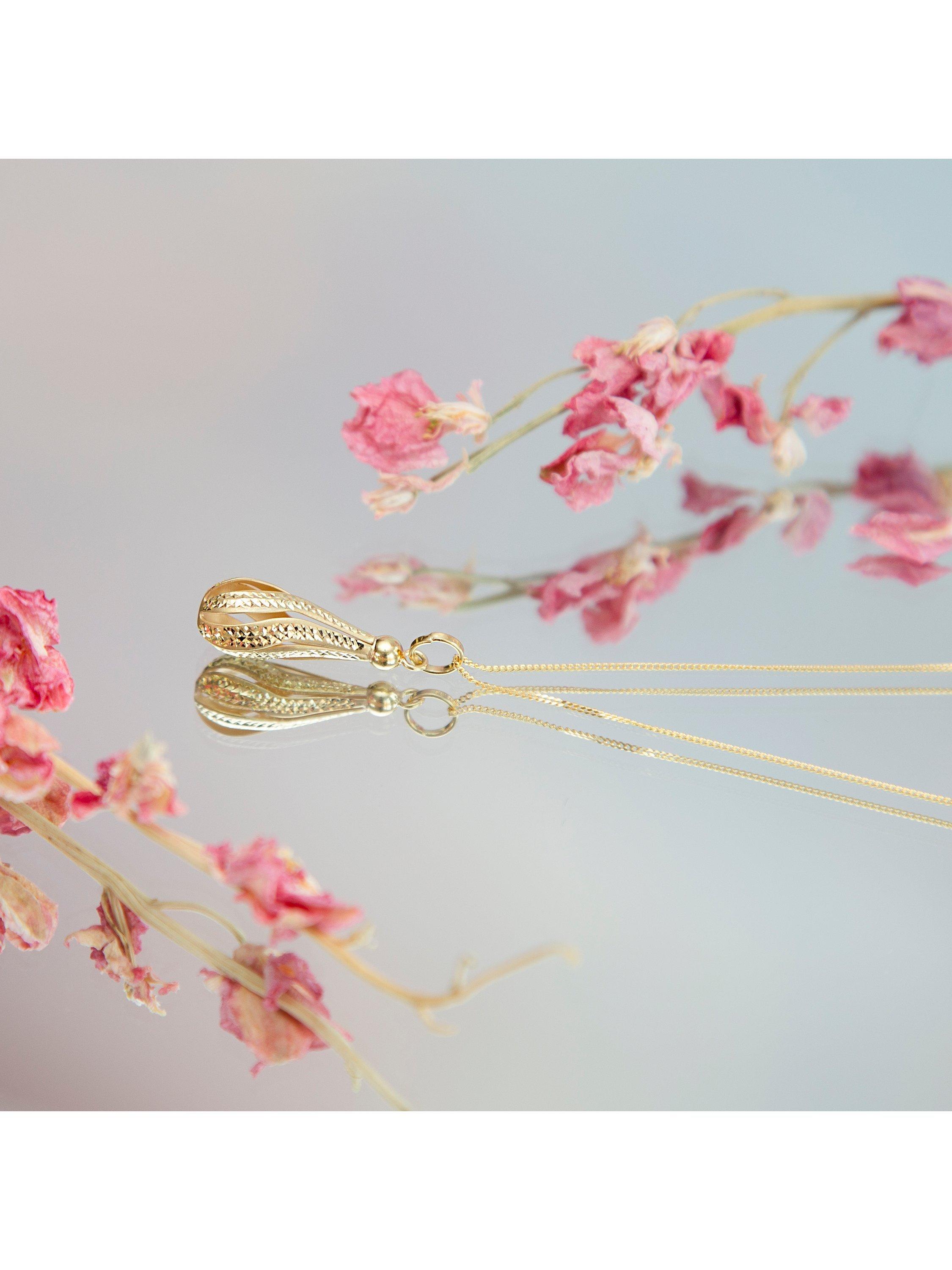 Product image 2 of 5, which shows IBB 9ct Gold Pear Teardrop Pendant Necklace, Gold
