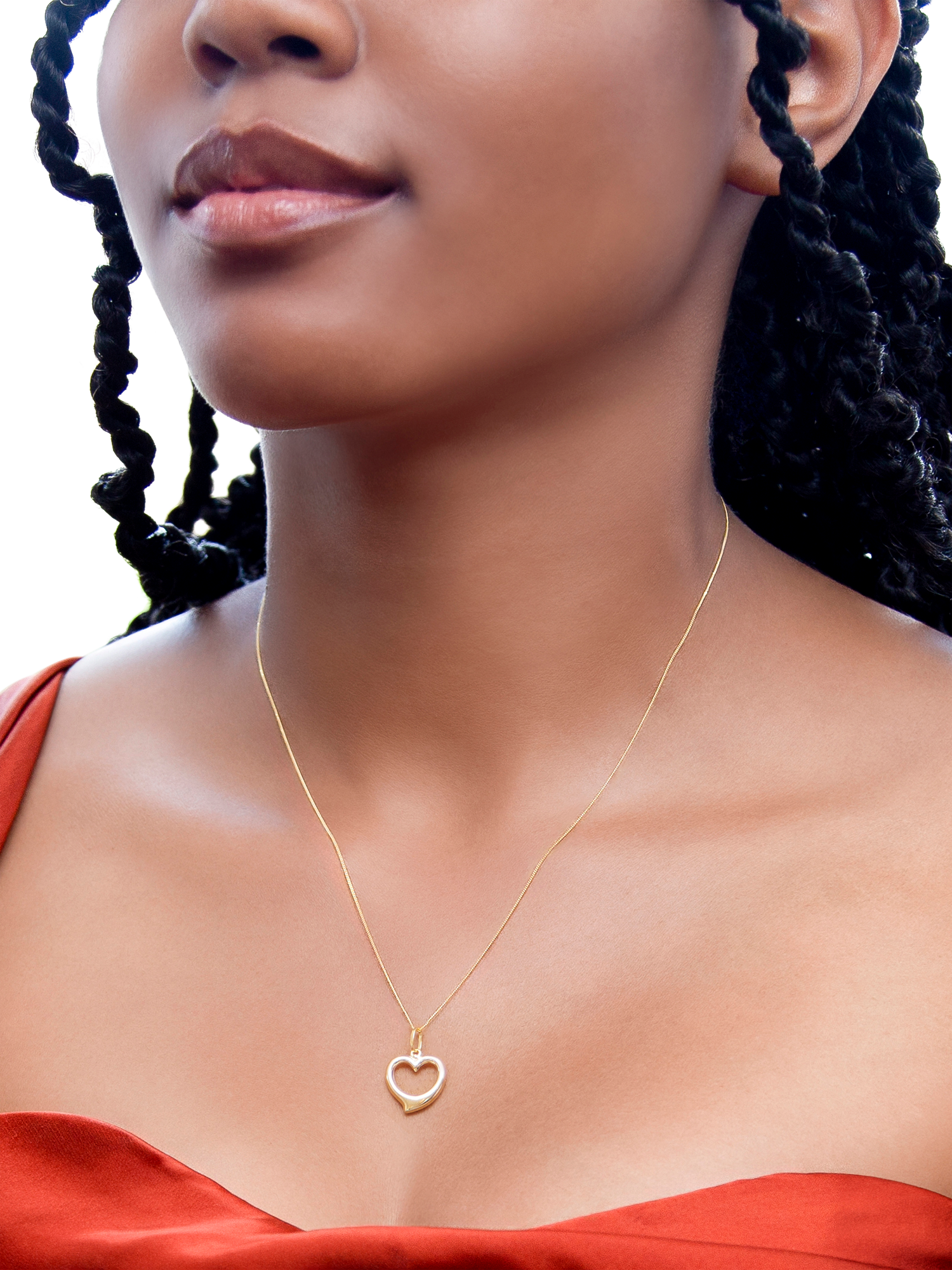 Product image 4 of 5, which shows IBB 9ct Gold Large Open Heart Pendant Necklace, Gold