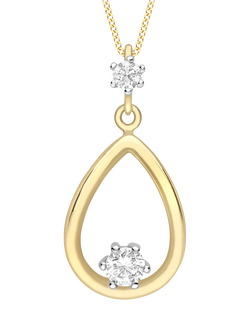 IBB 9ct Gold Cubic Zirconia Pear Pendant Necklace, Gold, Gold