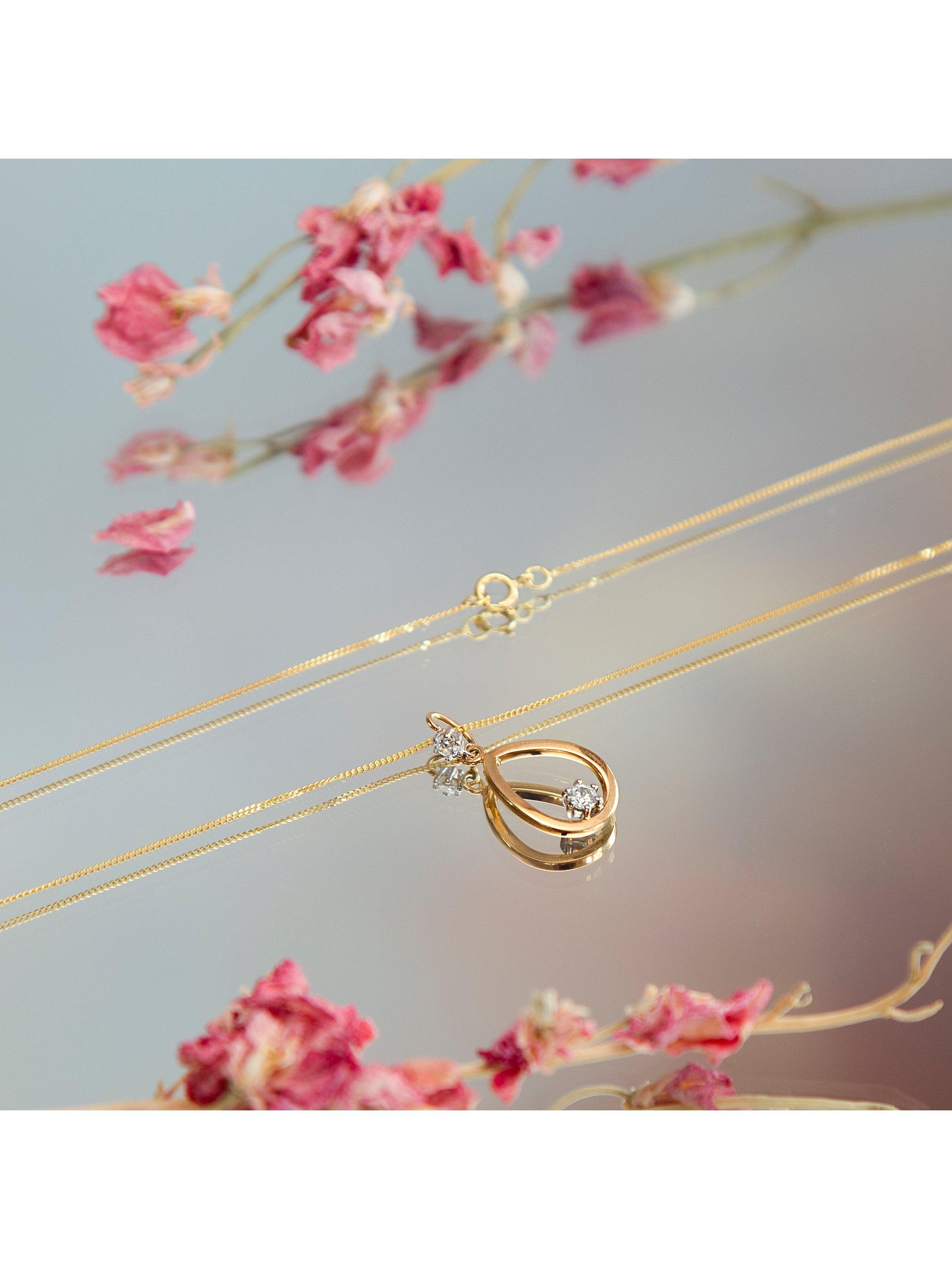 Product image 2 of 5, which shows IBB 9ct Gold Cubic Zirconia Pear Pendant Necklace, Gold