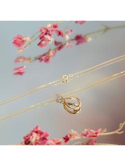 IBB 9ct Gold Cubic Zirconia Pear Pendant Necklace, Gold - view 2, Gold