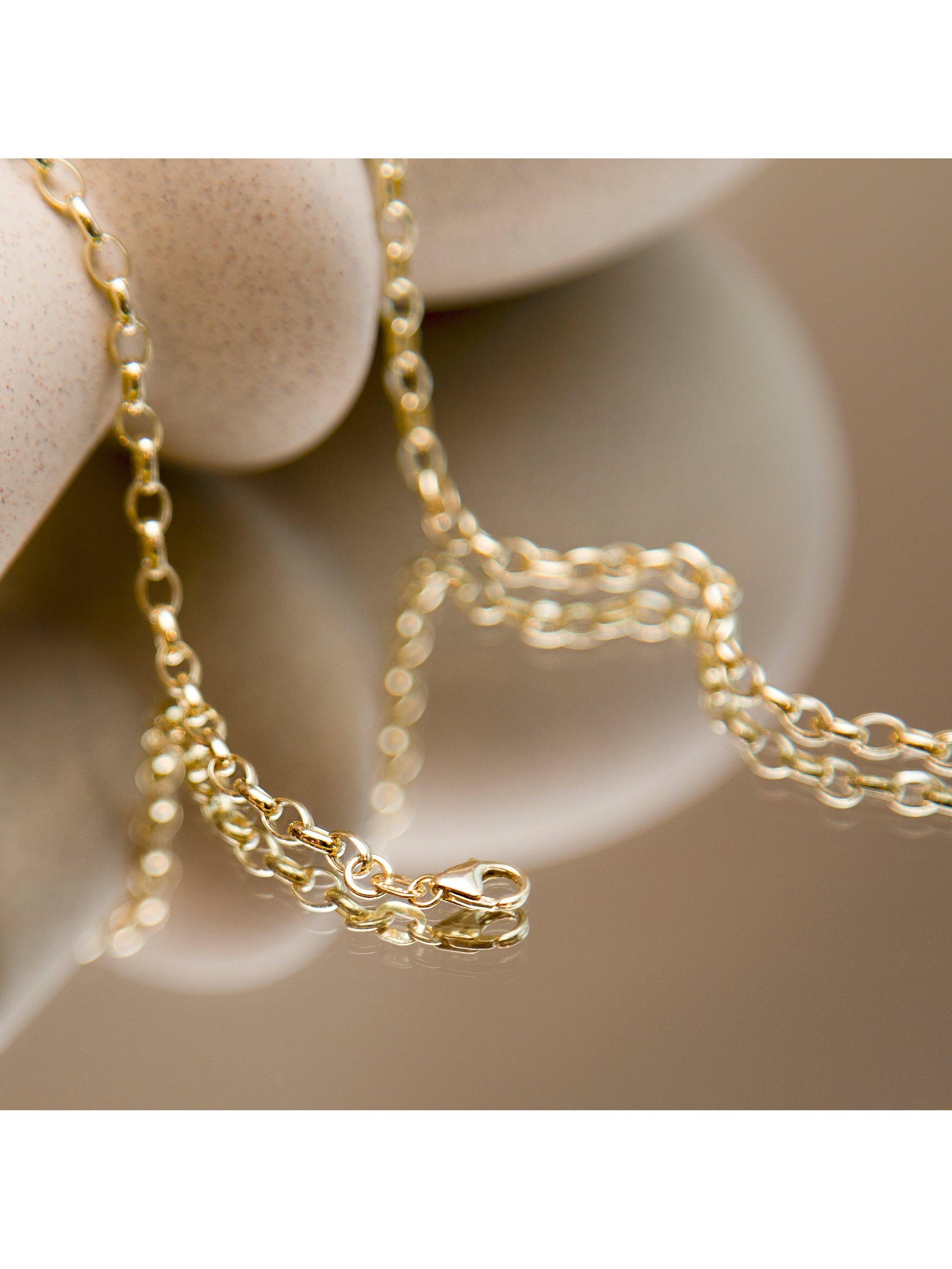 Product image 2 of 4, which shows IBB 18ct Gold 130 Oval Belcher Chain Necklace, Gold