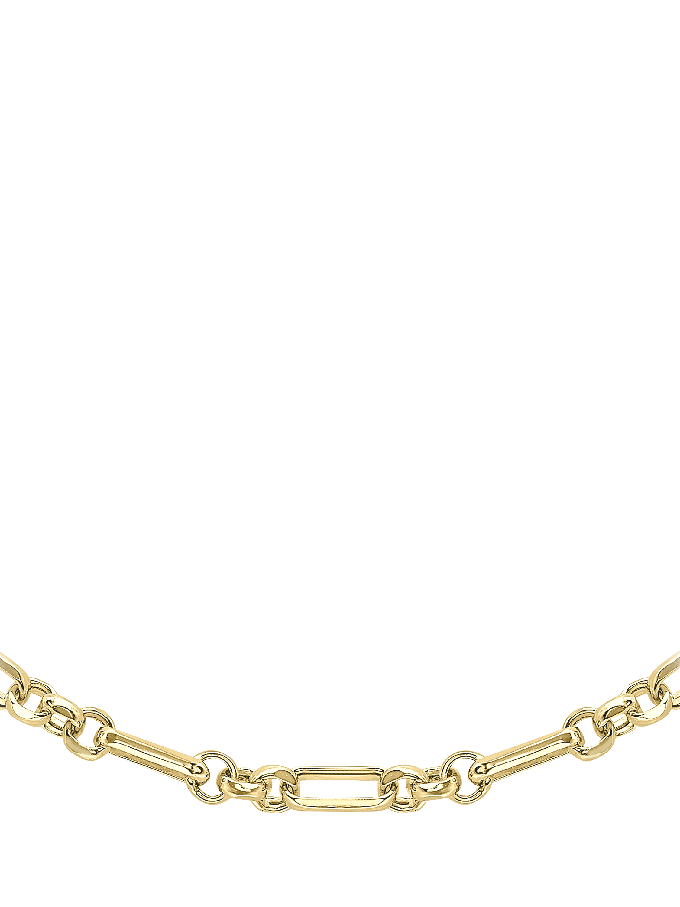 Product image 1 of 4, which shows IBB 18ct Gold Diamond Cut Figaro Belcher Chain Necklace, Gold