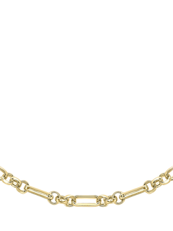 IBB 18ct Gold Diamond Cut Figaro Belcher Chain Necklace, Gold, Gold
