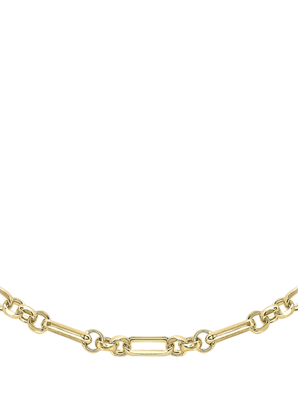 IBB 18ct Gold Diamond Cut Figaro Belcher Chain Necklace, Gold, Gold