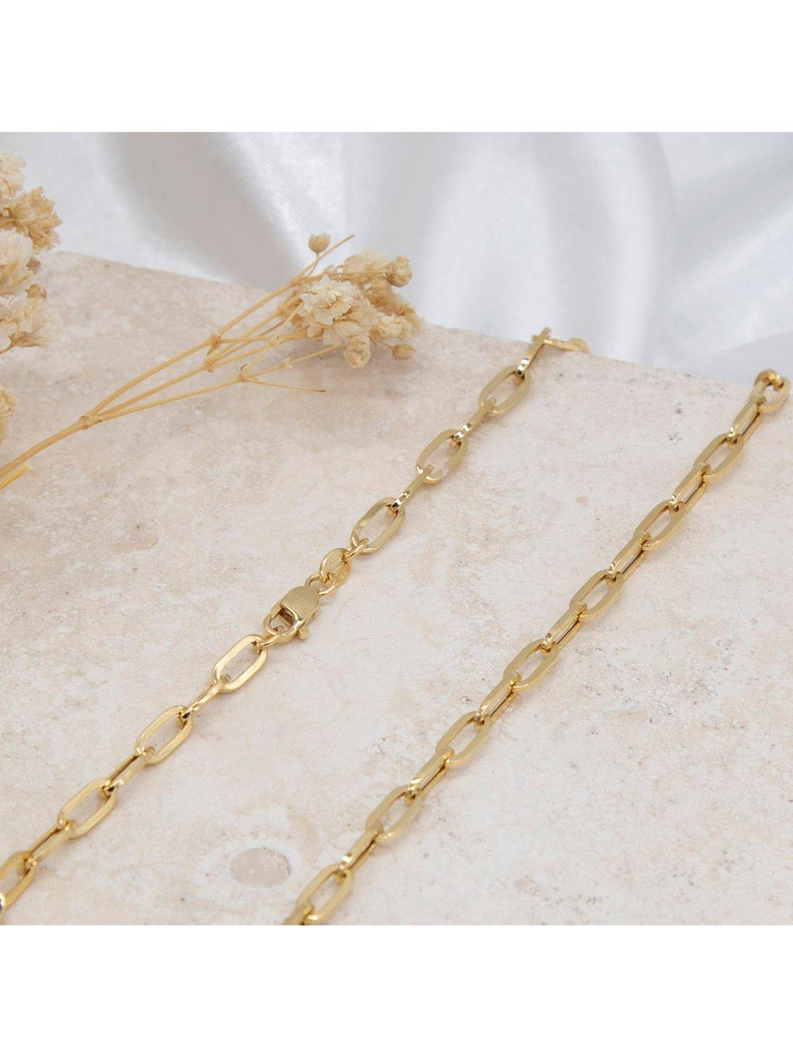Product image 2 of 4, which shows IBB 18ct Yellow Gold Paperclip Chain Necklace, Gold