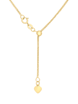 IBB 18ct Gold Heart Spiga Lariat Chain Necklace, Gold, Gold