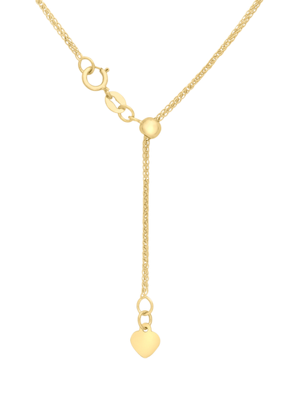 IBB 18ct Gold Heart Spiga Lariat Chain Necklace, Gold, Gold