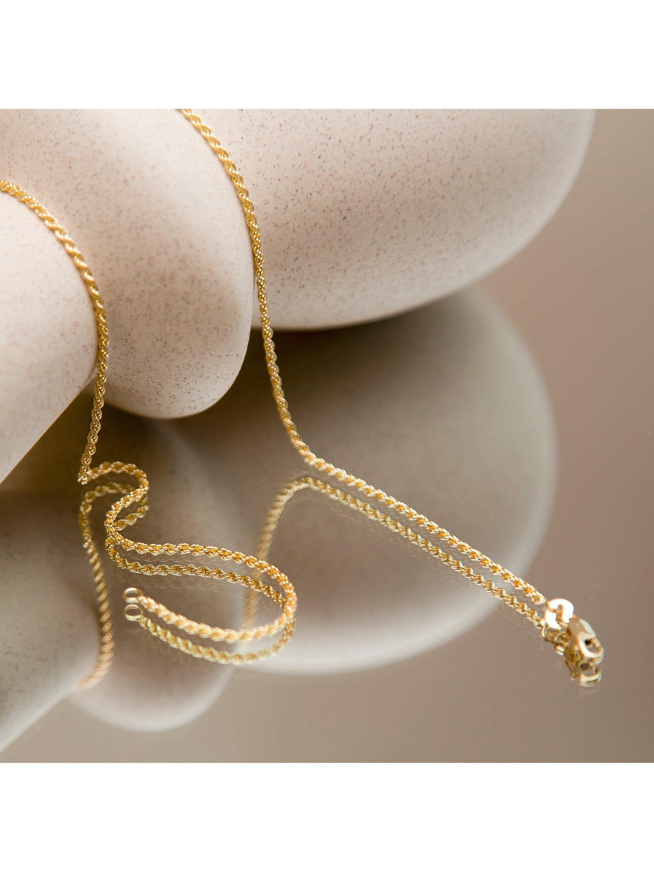 Product image 2 of 5, which shows IBB 18ct Gold Rope Chain Necklace, Gold